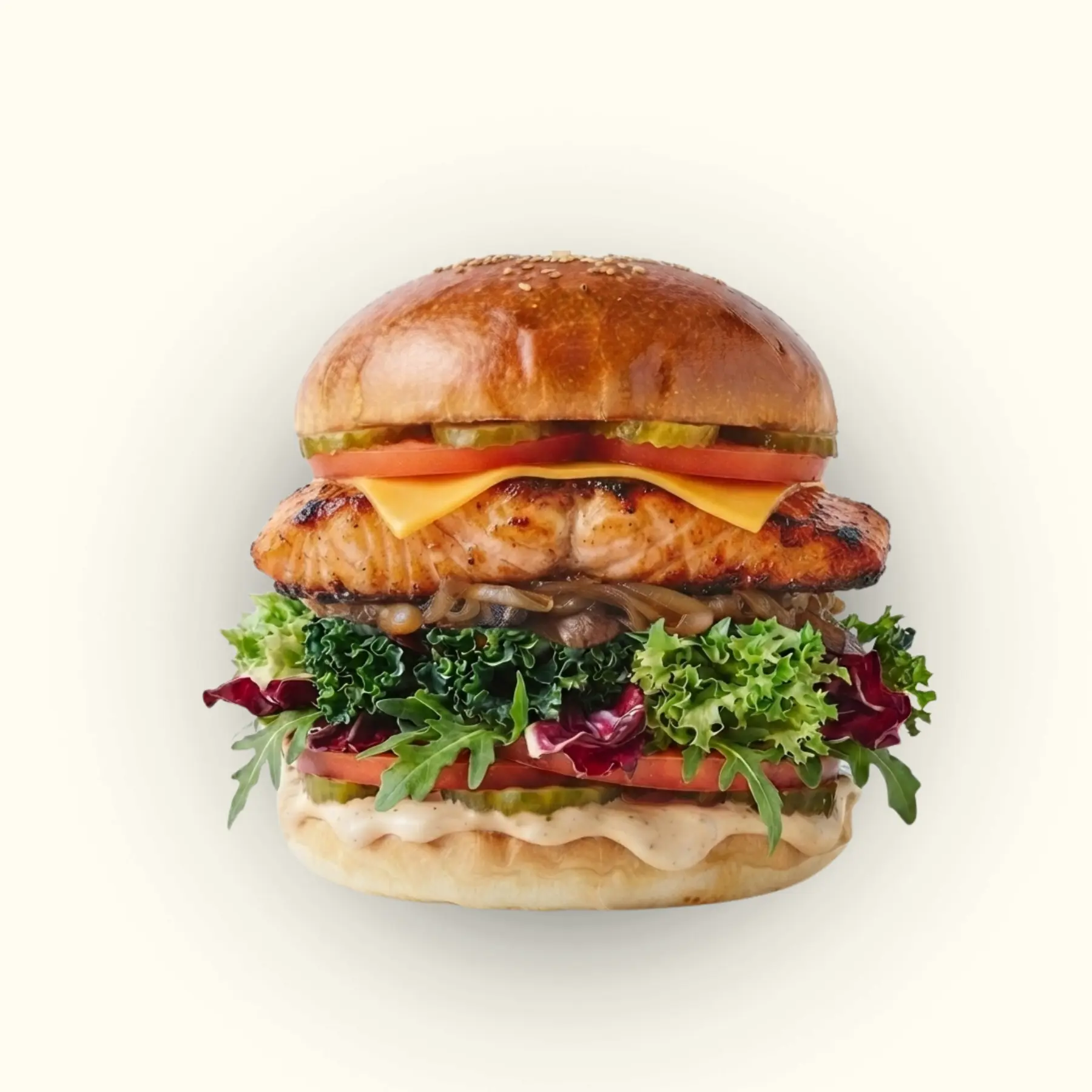 Burger Cá Hồi Nướng