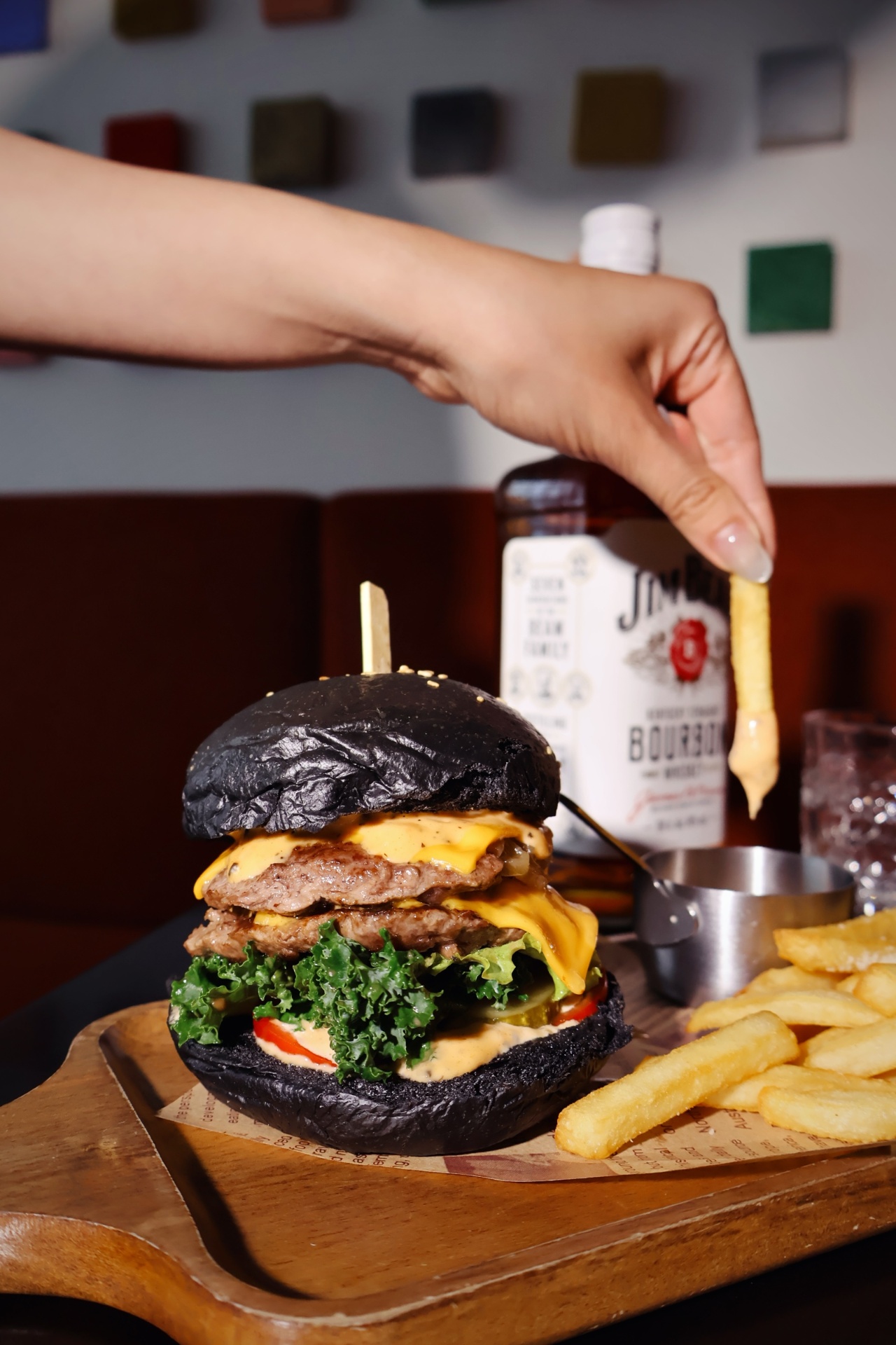 Cháy! signature black-bun burger