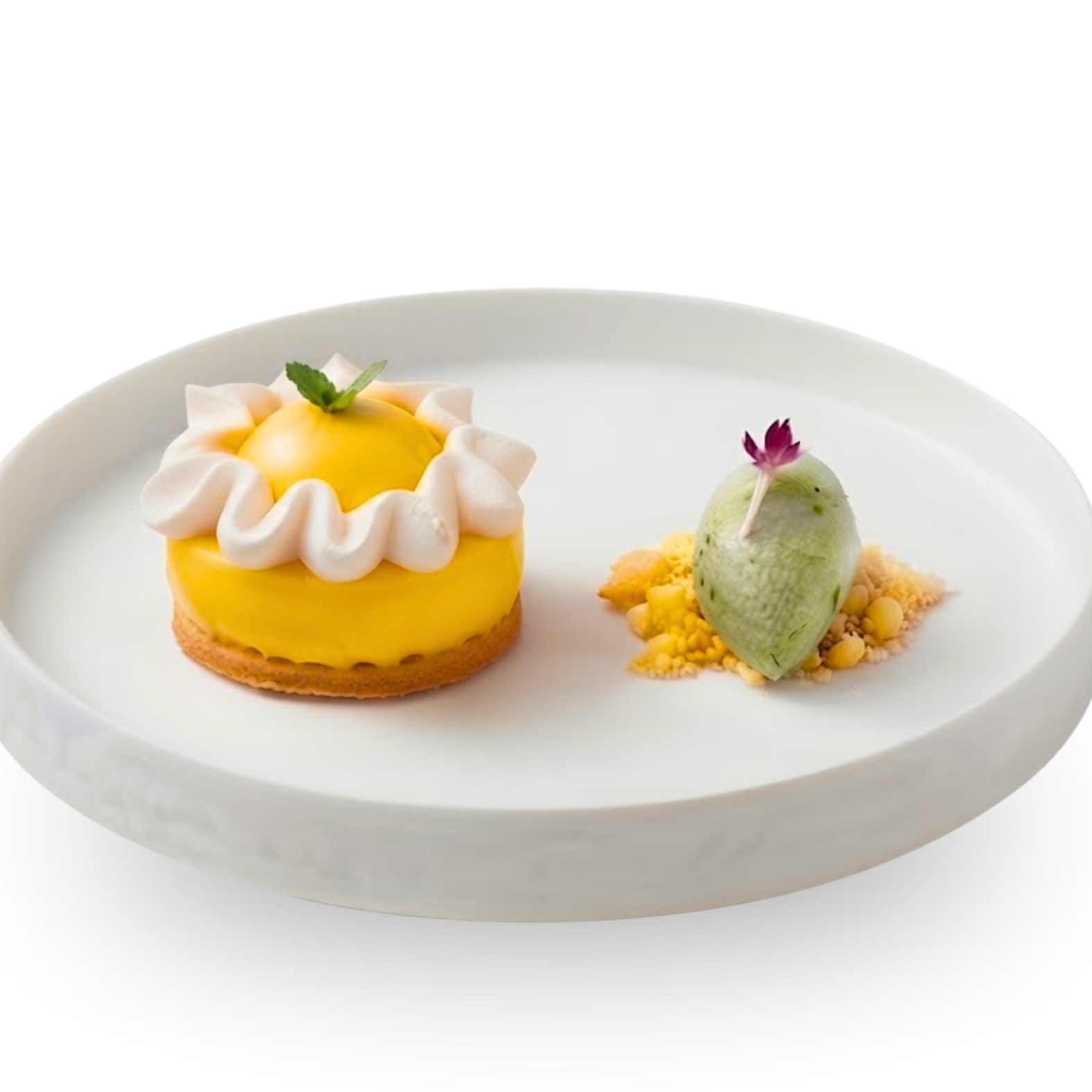 Mousse chanh vàng & sorbet bạc hà